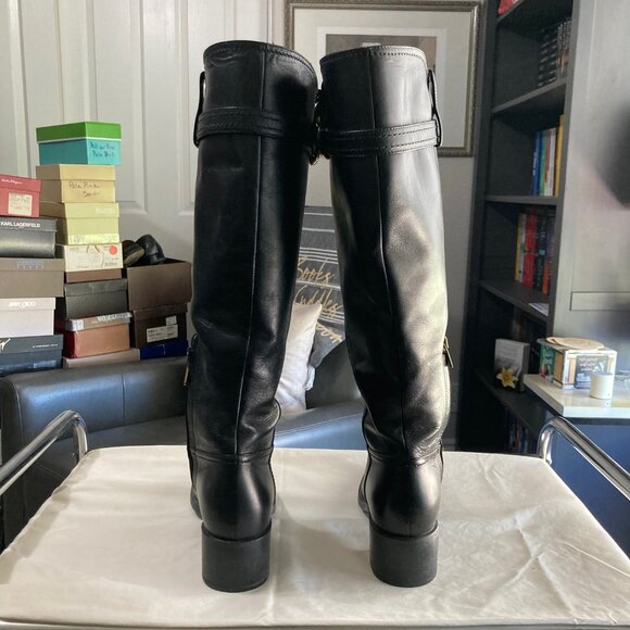 Salvatore Ferragamo Robespierre Riding Boots Black Leather Size 7.5B - Picture 3 of 11